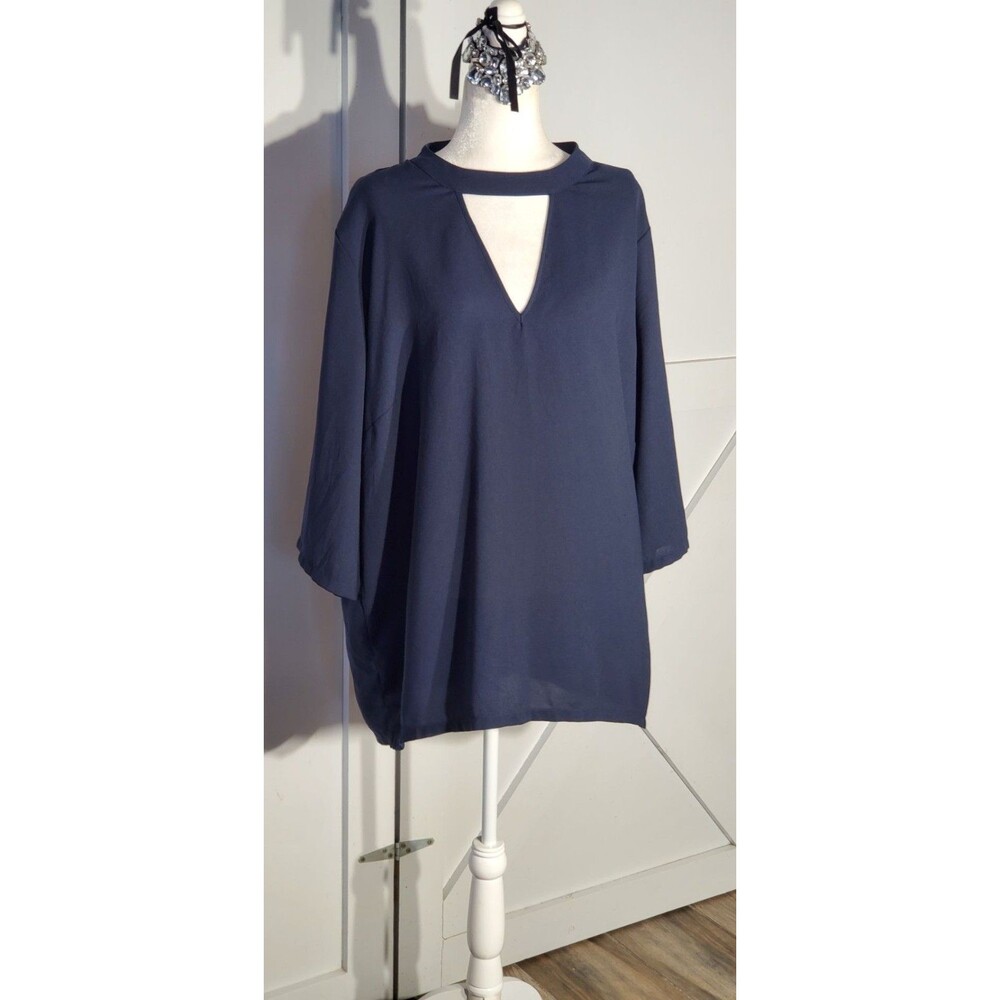 JUNAROSE TUNIC BLOUSE 3/4 SLEEVE POLYESTER SIZE 54(3X)